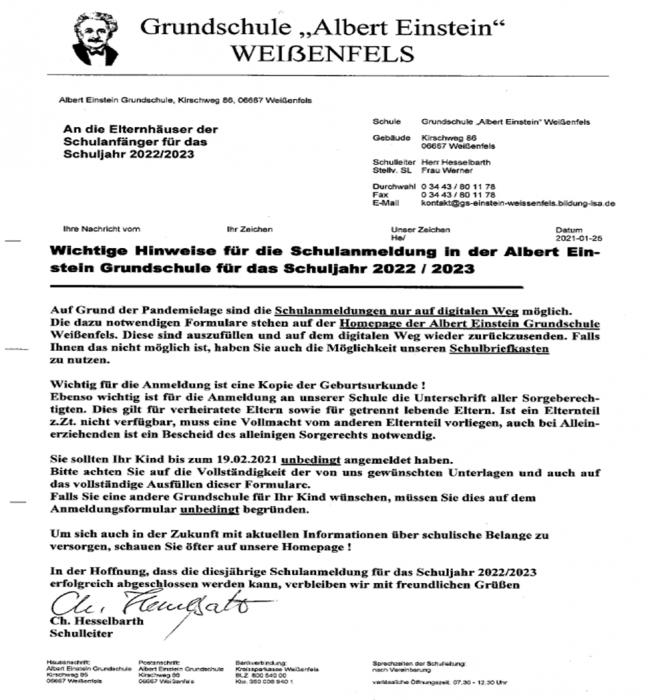 Schulanmeldung
